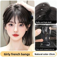 3D frange française postiche pour femmes Air naturel front frange haut supplément de cheveux volumineux frange postiche