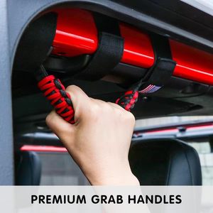 Poignées de maintien rétractables en paracorde pour barre de protection <span class=keywords><strong>Jeep</strong></span> Wrangler JL JK TJ <span class=keywords><strong>YJ</strong></span> - Product Image 4