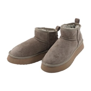 Botines de mujer a la moda con plataforma gruesa de 5 cm, botas de invierno de lana artificial, botas de nieve para mujer, zapatos de cuero de vaca para mujer - Product Image 1