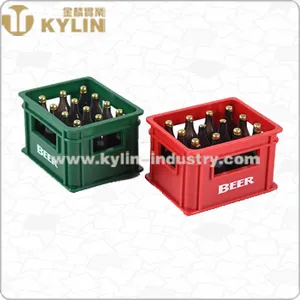 plastic promotional plastic mini beer crate bottle opener with simulative bottle inside