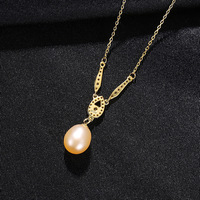 Collier pendentif en argent sterling S925 avec perle d'eau douce, micro-pavé délicat en zircon en forme de goutte, accessoires de bijouterie transfrontaliers