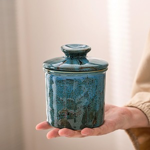 Pot à beurre en céramique MSH style occidental, glaçure réactive multicolore, vaisselle de conservation pour restaurant, rangement de fromage et beurre - Product Image 6