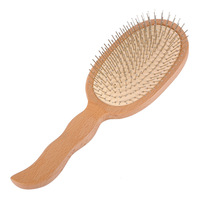 Peigne de massage du cuir chevelu à coussin d'air à dents en acier, en bois de bambou, à larges plaques, pour femmes, lissage des cheveux, 20 cm+, usage hôtelier