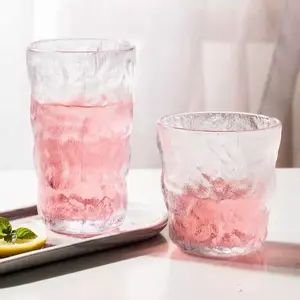 Ins tarzı buzul desen cam şarap bardağı kristal Drinkware suyu çay gözlük içme suyu kahve bira
