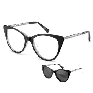 Hengtai Small cat eye sunglasses For Blue Light Blocking Acetate Glass Anti Reflection Computer Eyeglasses Frame lentes de sol
