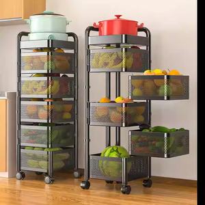 OEM/ODM Good Price Rotating Metal 5-Tier Standing Kitchen <b>Vegetable</b> & Fruit <b>Storage</b> <b>Rack</b> with Easy Assembly EDPRMS000 - Product Image 5