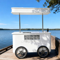 Chariot de vente ambulante de crème glacée et de gelato de qualité supérieure 2025, avec vitrine réfrigérée, à pousser à la main
