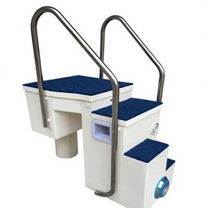 Pipeless Wall-Mounted Swimming <strong>Pool</strong> <strong>Filter</strong> <strong>with</strong> Integrated Stainless Steel Ladder &amp; LED Underwater Light - Product Image 1