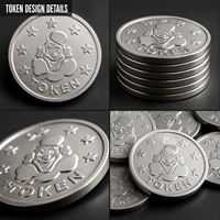 Jetons de jeu personnalisés en acier inoxydable Clown Star, pièces de monnaie métalliques économiques pour machines de jeu à monnayeur, 25mm 23mm 28mm