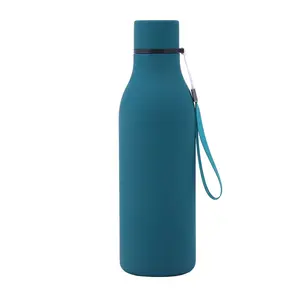 Custom 550ml matte plain double wall vacuum flasks thermoses stainless steel insulated drinking soft rubber painted water bottle