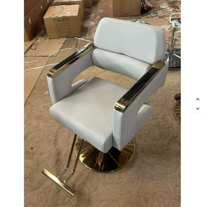 Fauteuil de salon de coiffure moderne en cuir argenté, pivotant et inclinable, réglable en gros, pour salon de coiffure - Product Image 6