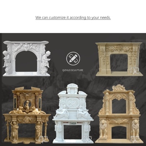 Chimenea Doble de Mármol con Estilo Occidental de Lujo, Decoración para el Hogar, con Marco Ovalado Dorado y Dos Esculturas Elegantes de Mujeres - Product Image 6