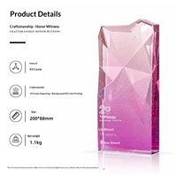Trophée en cristal à bulles haut de gamme créatif, personnalisé pour les récompenses d'entreprise, les incitations pour les employés, forme géométrique colorée dégradée