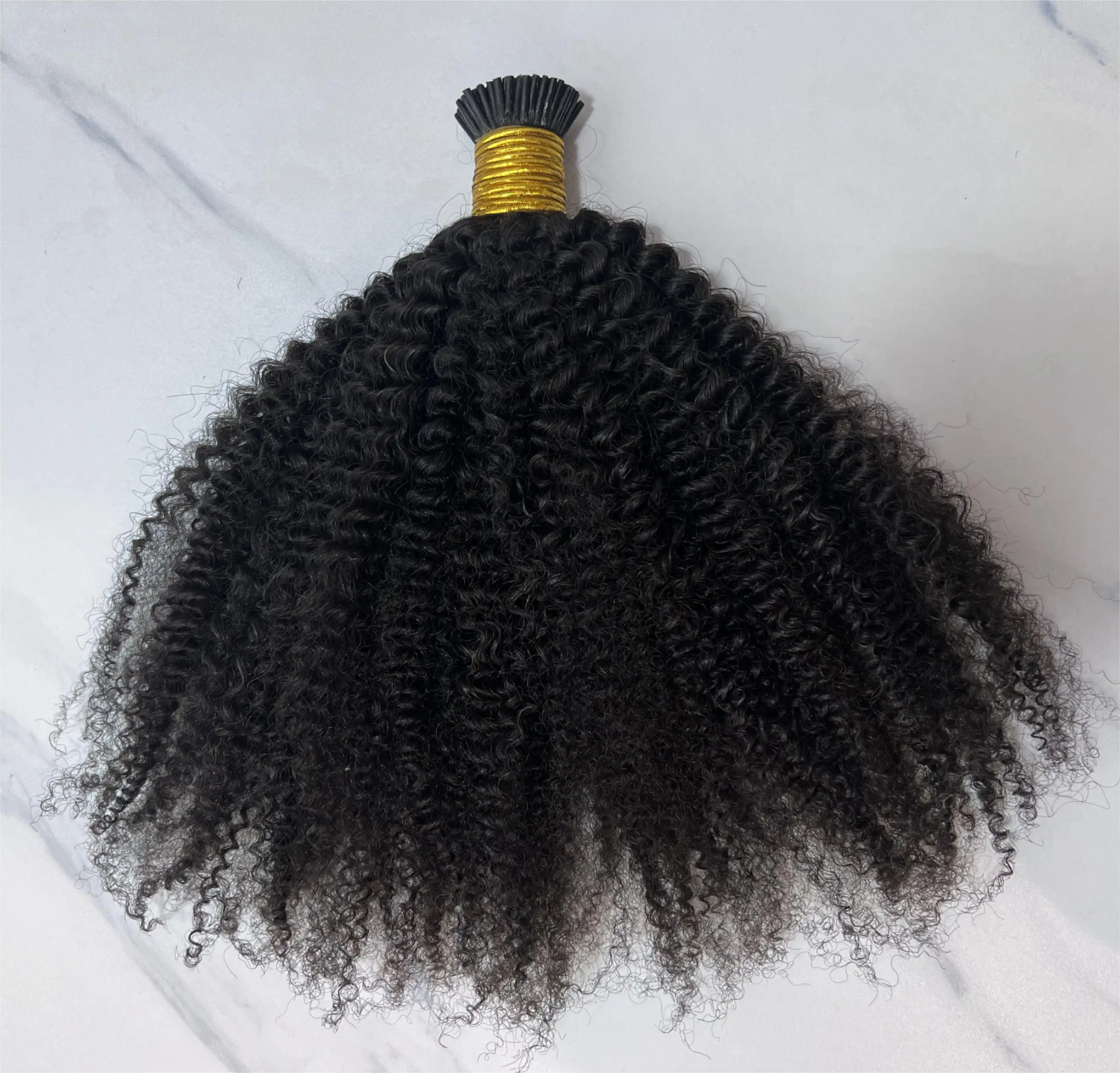 Prix usine pleine cuticule alignée Double dessiné longue durée cheveux humains brésiliens Afro crépus bouclés I pointe Extension de cheveux