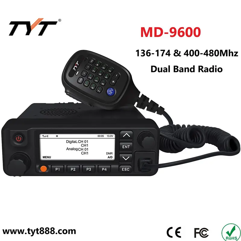 Rádio dual band tyt MD-9600 dmr, dual display, modo de espera duplo de 3000 canais 50w