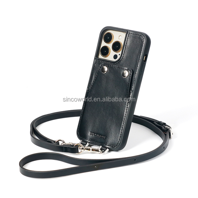 Multiple Colors Genuine Leather Crossbody Phone case with Wallet Mobile Phone Accessories