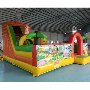 Tobogán inflable comercial para niños, tipo pripuciamas, con diseño de animales del reino animal, para exteriores. - Product Image 4