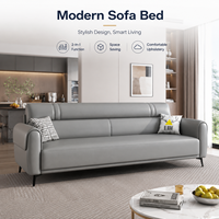 Canapé en cuir gris de luxe moderne trois places, design minimaliste, gain de place, mobilier commercial pour hôtel et appartement