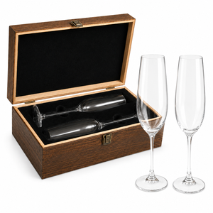 Copas de Champán de Cristal Grabadas con Logotipo Personalizado, Juego de Regalo en Caja de Madera con Tapa Deslizante - Product Image 4