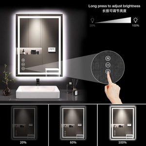 Miroir de salle de bain intelligent LED moderne, réglable en couleur, sans cadre, rectangulaire, anti-buée, haute définition, rétroéclairé, indice de protection IP44 - Product Image 4