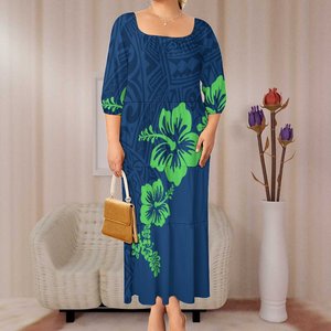 Abito Lungo Elegante da Donna Taglia Grande 8XL con Maniche a Sbuffo Stile Polinesiano Hawaii per Feste - Product Image 3