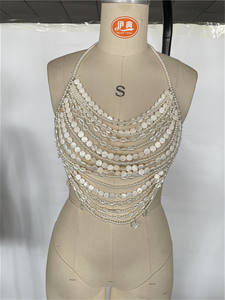 Y2K Bra rantai wanita, Bra lapisan manik-manik Bohemian seksi untuk pesta pernikahan tunangan, Bra <span class=keywords><strong>Harness</strong></span> mutiara - Product Image 5