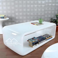Table basse rectangulaire moderne en fibre de verre, style européen simple et luxueux, couleur et design personnalisables, mobilier de maison durable, OEM/ODM