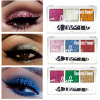 Nouveau design maquillage 3 couleurs palette d'ombres à paupières colorées étanches brillantes
