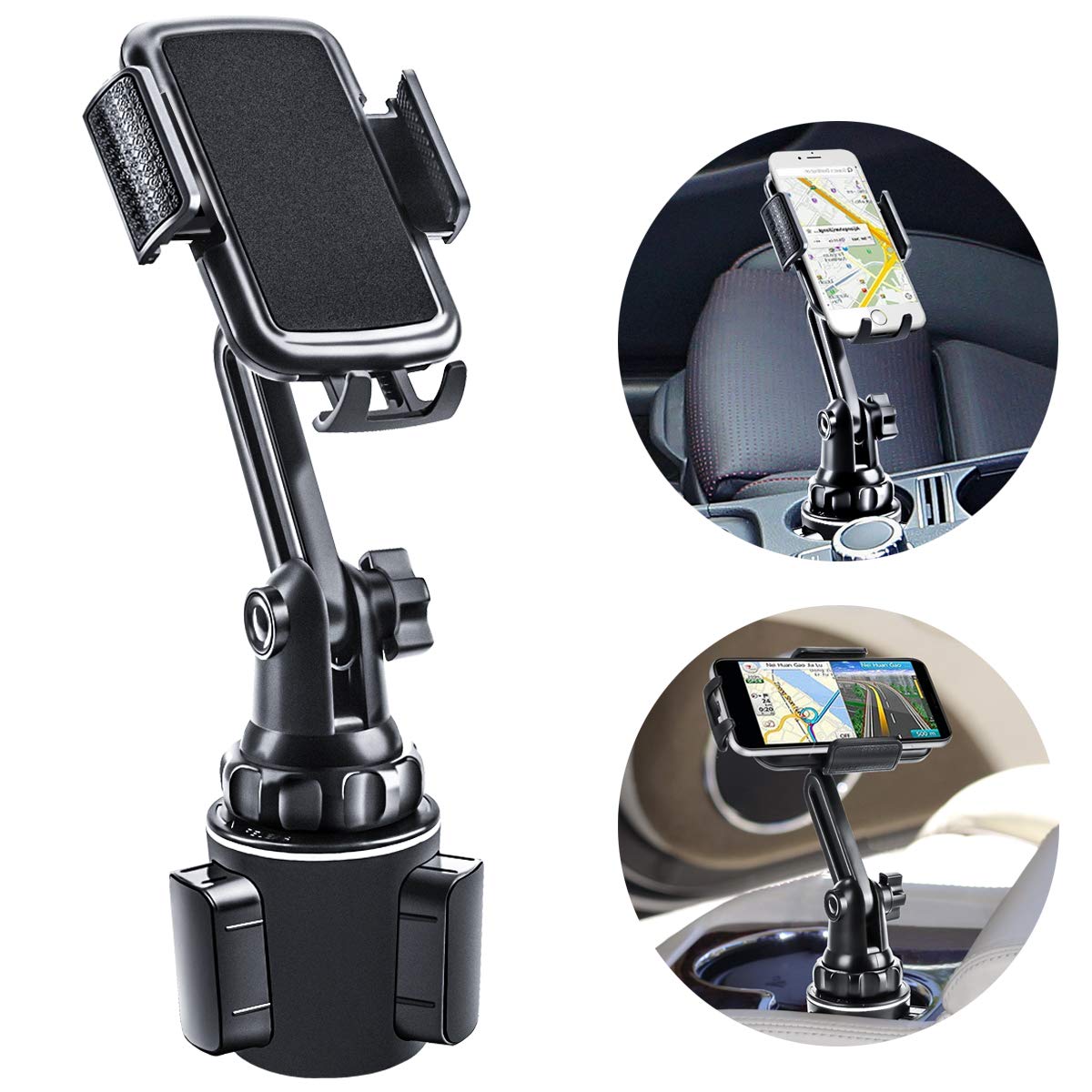 Car Cup Holder Expander with Phone Mount | 360° Rotation Adjustable Base | Shenzhen Huaxin Science T