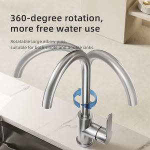 Robinet de cuisine contemporain en acier inoxydable à poignée unique noir, mélangeur d'eau froide pour usage hôtelier, montage mural, trou unique - Product Image 6