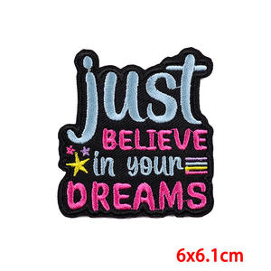 Wholesale Sell Fashion Trend Irregular Shape Custom Fabric Sequin Chenille Patch Courage Slogan <b>Letter</b> Embroidered Patches - Product Image 2