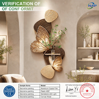 Art Mural Papillon Sculpté 3D, Déco Murale Suspendue Bohème Luxueuse avec Vase Hydroponique Verre, Déco Maison Moderne