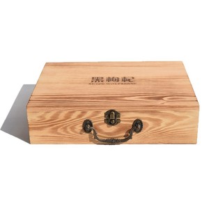 Caja de regalo rectangular de madera maciza negra con bayas de Goji, caja de embalaje con cerradura de pino para regalos navideños - Product Image 1