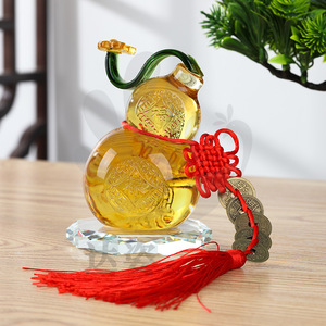 Adorno de calabaza de cristal, tallado en relieve de vidrio, decoración con borlas rojas para el hogar, oficina, escritorio, decoración de gabinete, regalo del Día de la Madre - Product Image 1