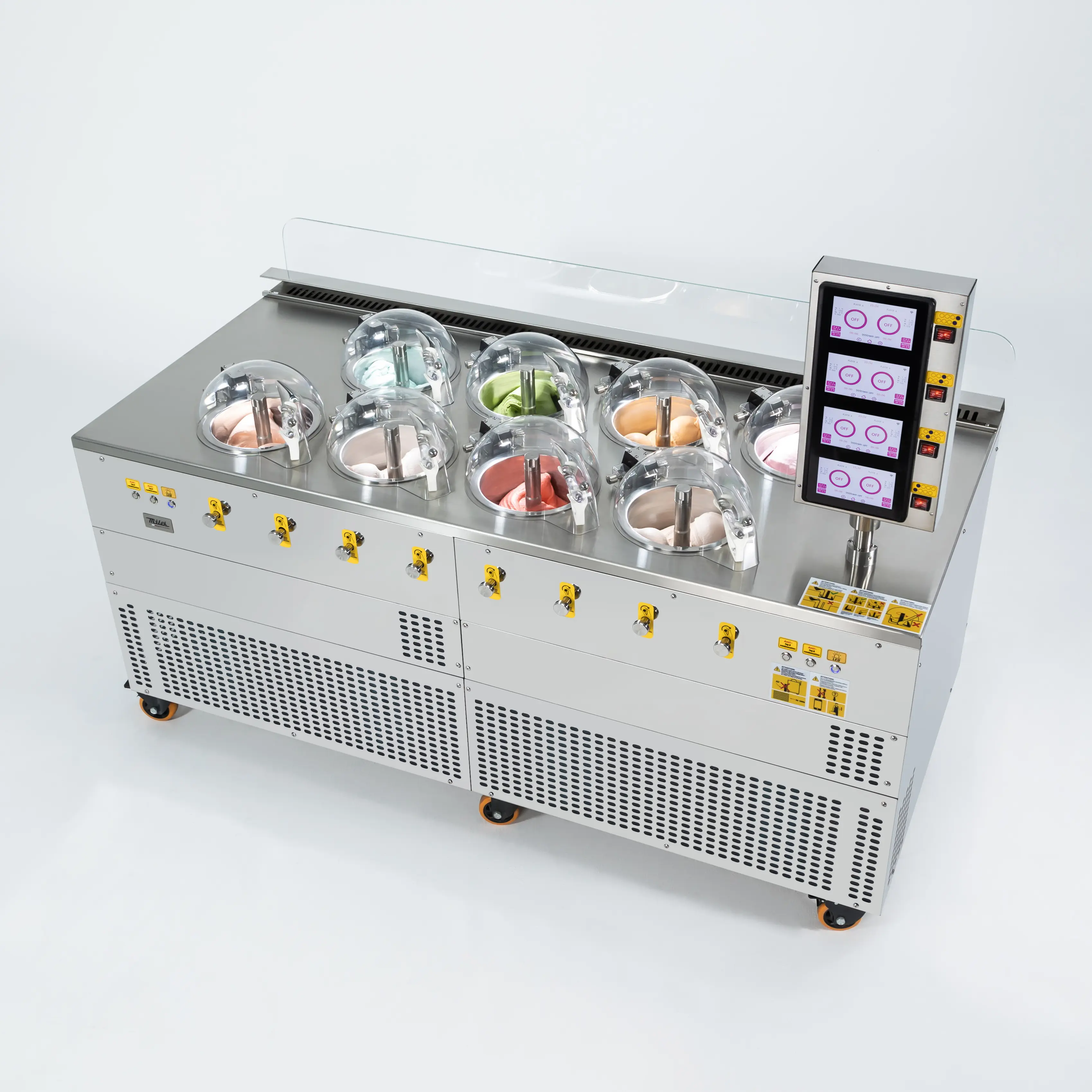 Máquina automática de sorvete italiano espaguete com aprovação NSF para Miles Galaxy Pro V8 CE, porta coni, gelato em movimento contínuo