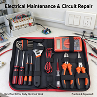 Kit d'outils à main pour électricien de 18 pièces avec multimètre numérique, sac en toile, ensemble d'outils de réparation sans perceuse électrique