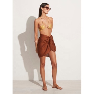 Women Short <strong>Sarongs</strong> Beach Wrap Sheer Bikini Wraps Chiffon Cover Ups for Swimwear Beach Wrap Dark <strong>Brown</strong> Linen <strong>Sarong</strong> - Product Image 3