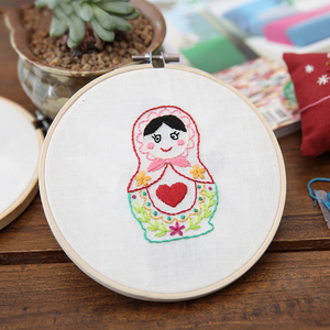 Kit de broderie DIY XIXI pour débutants avec motif estampé et base en tissu de coton, forme ronde faite à la main - Product Image 2