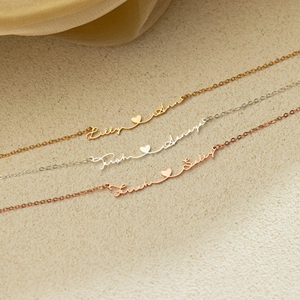 Collier avec nom en forme de cœur en acier inoxydable plaqué or 18 carats pour <span class=keywords><strong>couple</strong></span> Lateefah, certification CE, cadeaux pour la Saint-Valentin - Product Image 1