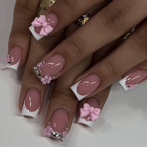 Uñas <span class=keywords><strong>Postizas</strong></span> Brillantes de Estilo Nuevo, <span class=keywords><strong>Cortas</strong></span> y Cuadradas, 24 Piezas, Uñas a Presión - Product Image 6