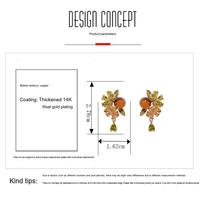 Boucles d'oreilles pendantes en cuivre plaqué or 14 carats Resoul, motif fleur, pompon vert fruit chinois, boucles d'oreilles uniques, vente en gros