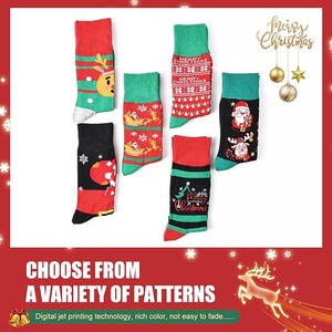 Medias de Papá Noel de alta calidad personalizadas a granel al por mayor, calcetines navideños festivos hasta la rodilla con logotipo de puños para el cuerpo - Product Image 6