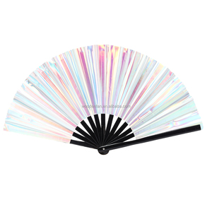 Stock láser grandes ventiladores plegables PVC <span class=keywords><strong>Taichi</strong></span> Kung-Fu ventiladores de mano para Festival Club Dance Party - Product Image 4