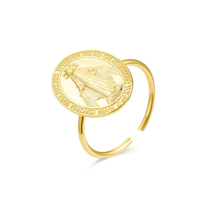 Rainbowking Bague Vierge Marie ovale en argent sterling 925 design