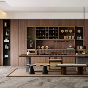 Gabinetes de madera personalizados para sala de estar, nuevo diseño de comedor y almacenamiento de vino de estilo chino, juego de mesas y sillas elegantes - Product Image 3