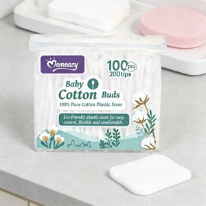 Bâtonnets de <span class=keywords><strong>coton</strong></span> pour bébé Momeasy 100 pièces 200 pointes 100% <span class=keywords><strong>coton</strong></span> pur Tige en plastique Doux pour la peau délicate des nouveau-nés - Product Image 3