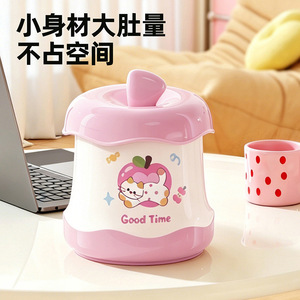 Cute Apple Shape Desktop Trash Can With Lid Mini Waste Bin For <b>Office</b> Dormitory Use - Product Image 4