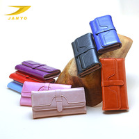 Sac à main pour femme Long Fashion Oil Wax Leather Three Fold Pull With Solid Color Retro Women Wallet