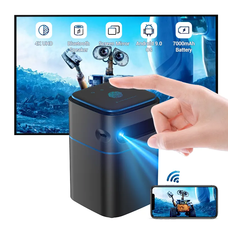 Hotack Hot Selling Dlp Projector Full Hd 4K Video Projector Home Cinema Smart Telefoon Projector Mini Grote Scherm Beamer