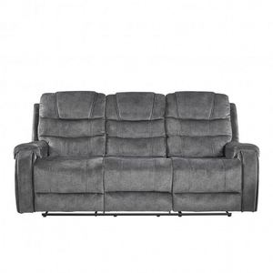 Chaise longue inclinable en velours et cuir de style européen avec cadre en bois, extensible, pour salon, avec fonctions de massage et de refroidissement - Product Image 1